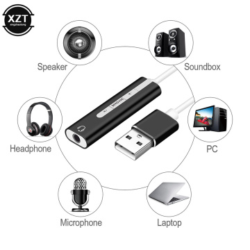 2 in 1 USB Sound Card 7.1 Channel USB 2.0 Mini Jack 3.5mm Audio Adapter Sound Adapter External 3D for Laptop Headset Microphone