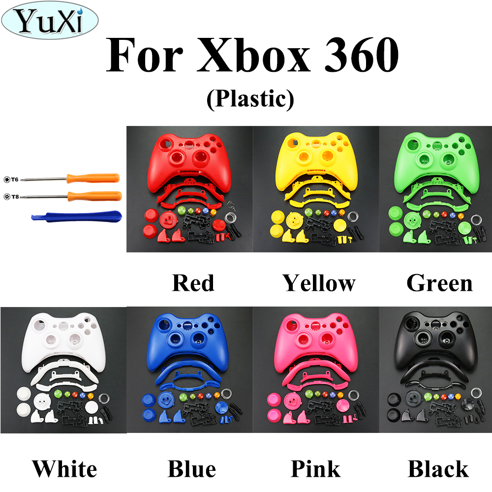 YuXi 1Set Controller Housing Shell Set Plastic Faceplates Buttons Kit For Xbox 360 Wireless Gamepads with screwdriver Tool