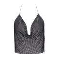 Summer Sexy Camis Elegant Metal Crop Top Club Backless Bralette Beach Halter Gold Sequined Party Women Tank Top Camisole