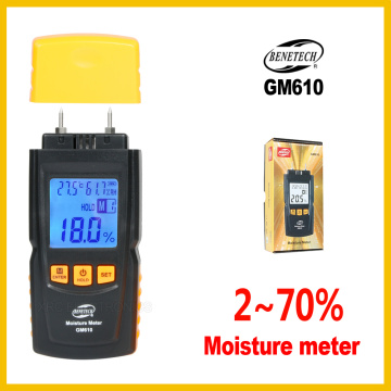 Wood Moisture Meter 2Pins Humidity Tester Timber Damp Detector Hygrometer Range 0~70% Digital LCD Display GM610- BENETECH