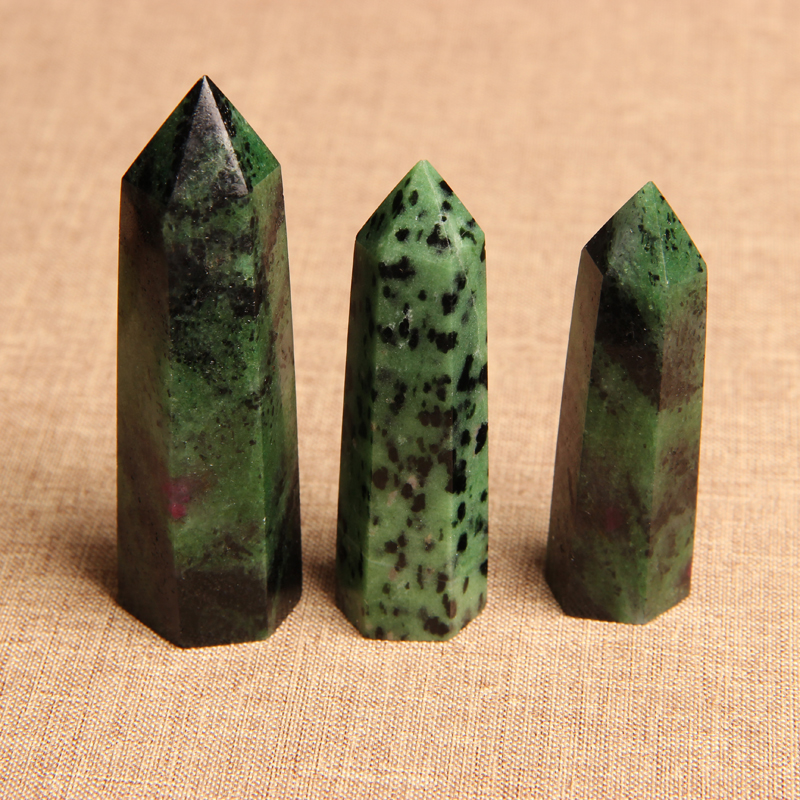 1PC Natural Crystal Quartz Column Epidote Crystal Stone Point Healing Obelisk Epidote Hexagonal Wand Treatment Stone Home Decora