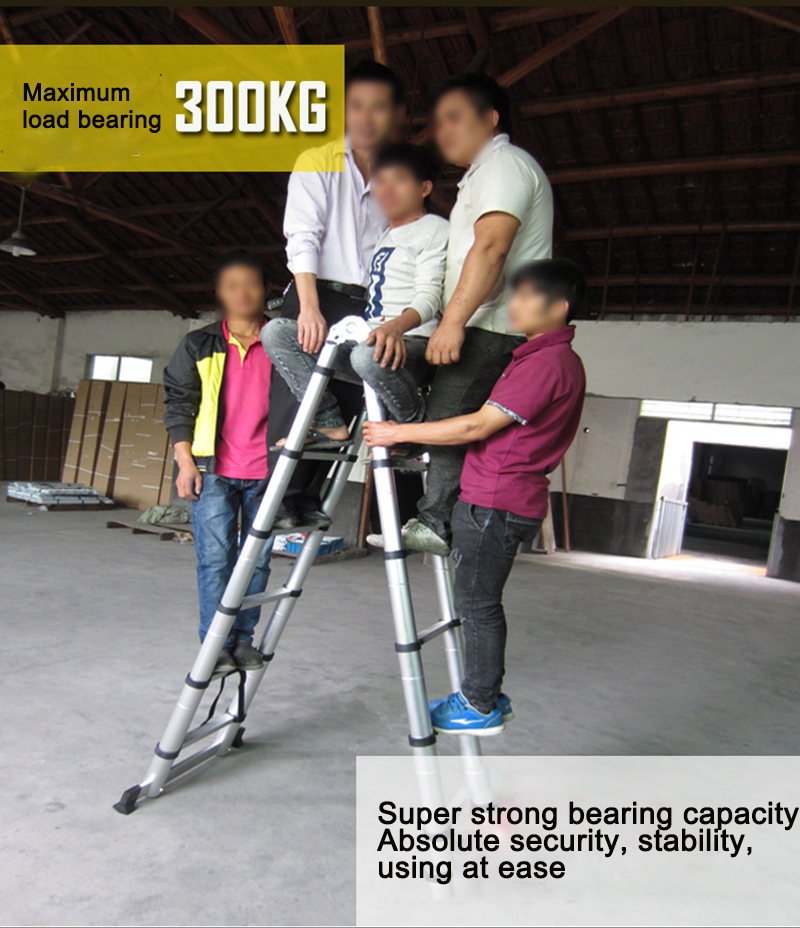 2.5M+2.5M Portable Aluminum AlloyTelescopic Ladder With Joint Multipurpose Retractable Straight Ladder Adjustable Ladder