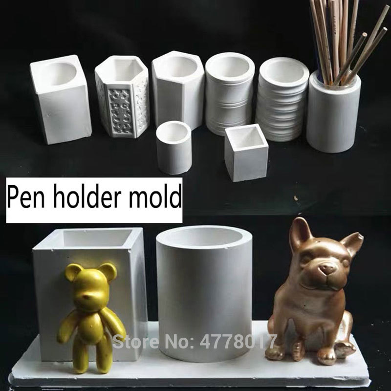 Creative Pen holder Silicone mold for Concrete Cement tabletop storage Multi-functional pen container forms plaster clay mold