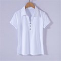 Women's Polo Shirt 2020 Summer Short Sleeve Cotton Office Work Basic solid Polo Shirt Women Casual Slim Women Shirts Lapel tee