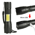 103C USB Rechargeable LED Flashlight XML-T6 & COB Waterproof Aluminum Torch 4 Modes Zoomable for Camping 18650 Battery Lantern