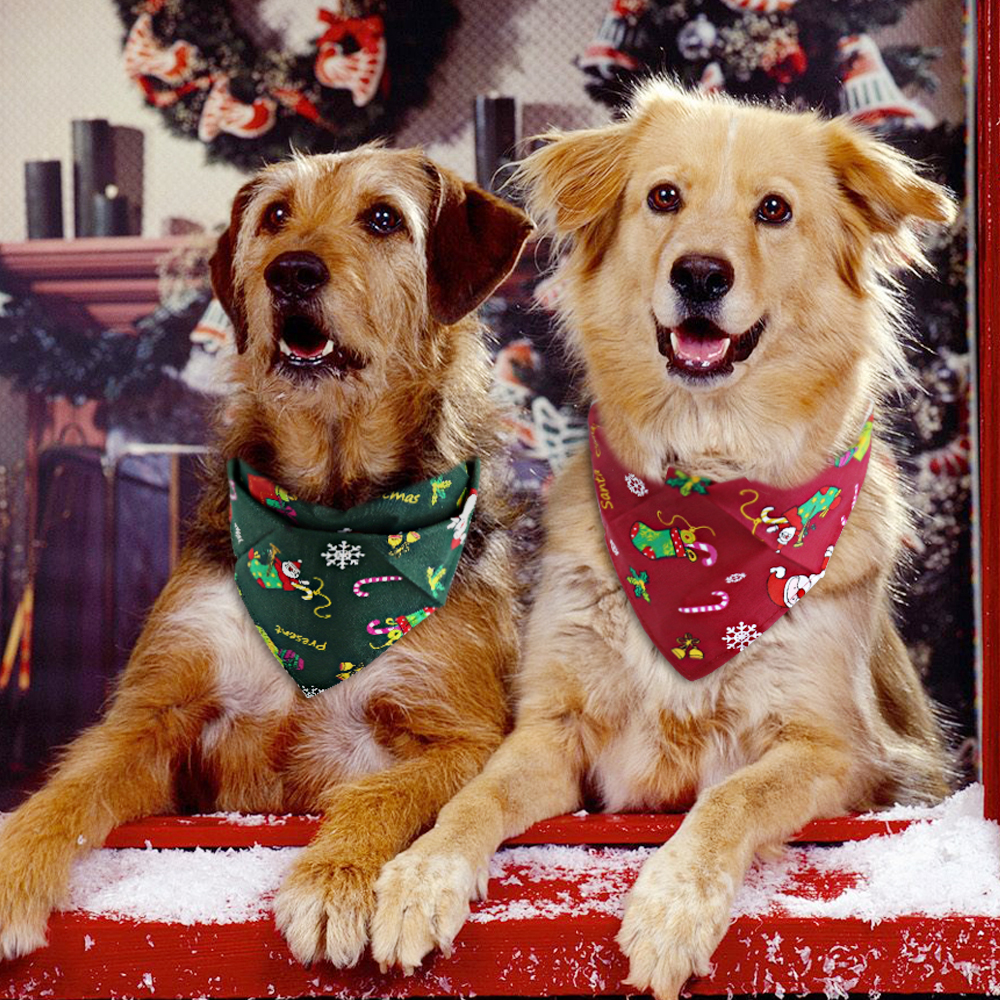 Christmas Pet Dog Bandana Adjustable Dog Bandana Towel Scarf Collar Pets Costume Accessories For Small Medium Dogs Pet Supplies