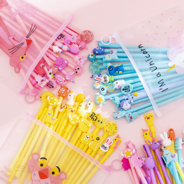 20pcs/set Kawaii Cartoon Pink Panther Gel Pen 0.38mm Unicorn Cute Pen Student Writing Pen and Pencil Case School Office Supplies