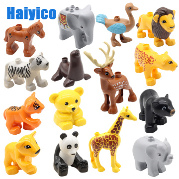 Zoo Animals Series Big Building Blocks Parts Compatible kids Bricks Bear Tiger Elephant Panda Educational Children Toys Gift