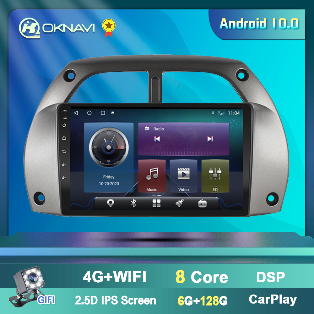OKNAVI 2 Din Android 9.0 Car Multimedia Player For Toyota RAV4 2001 2002 2003 2004-2006 GPS Navigation Wifi Camera Radio No DVD