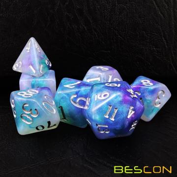 Bescon Magical Stone Dice Set Series, 7pcs Polyhedral RPG Dice Set of Dragon Eyes, Tinbox Set