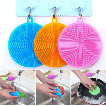 Kitchen Cleaning Silicone Dishcloth Brush Dishwash Kitchenware Multi-functional Kitchen Cleaning Tools Random Color