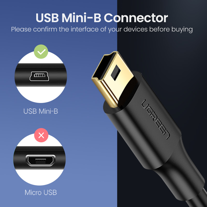 Ugreen Mini USB Cable Mini USB to USB Fast Data Charger Cable for MP3 MP4 Player Car DVR GPS Digital Camera HDD Mini USB