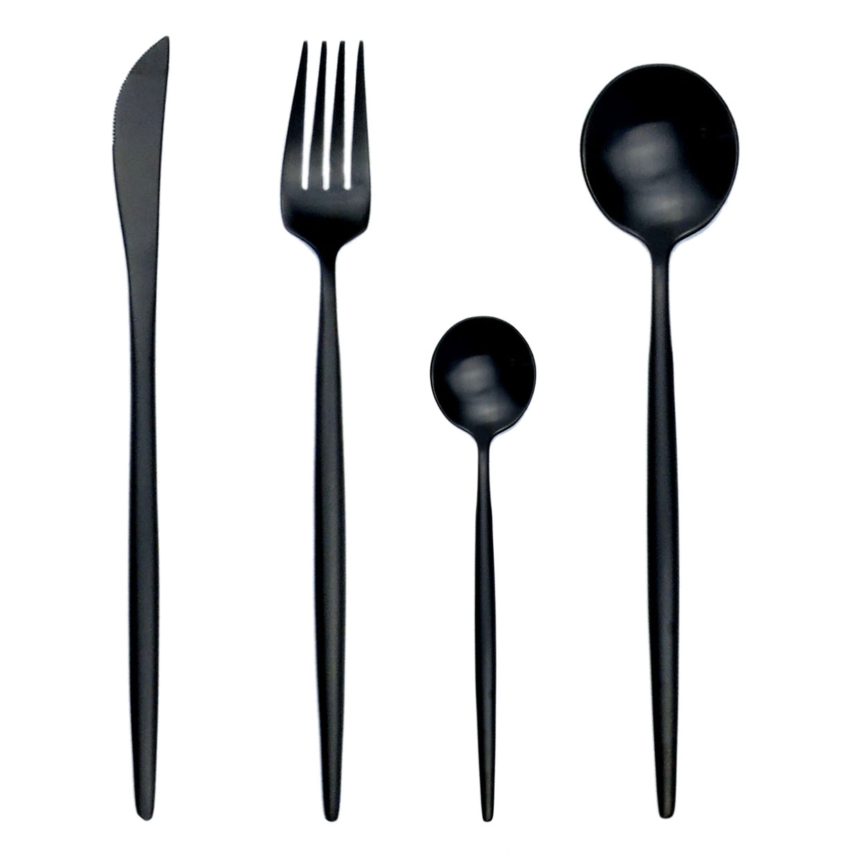 Black Dinnerware Set Matte 304 Stainless Steel Cutlery Set Knife Fork Spoon Chopsticks Flatware Set Tableware Set Silverware Set