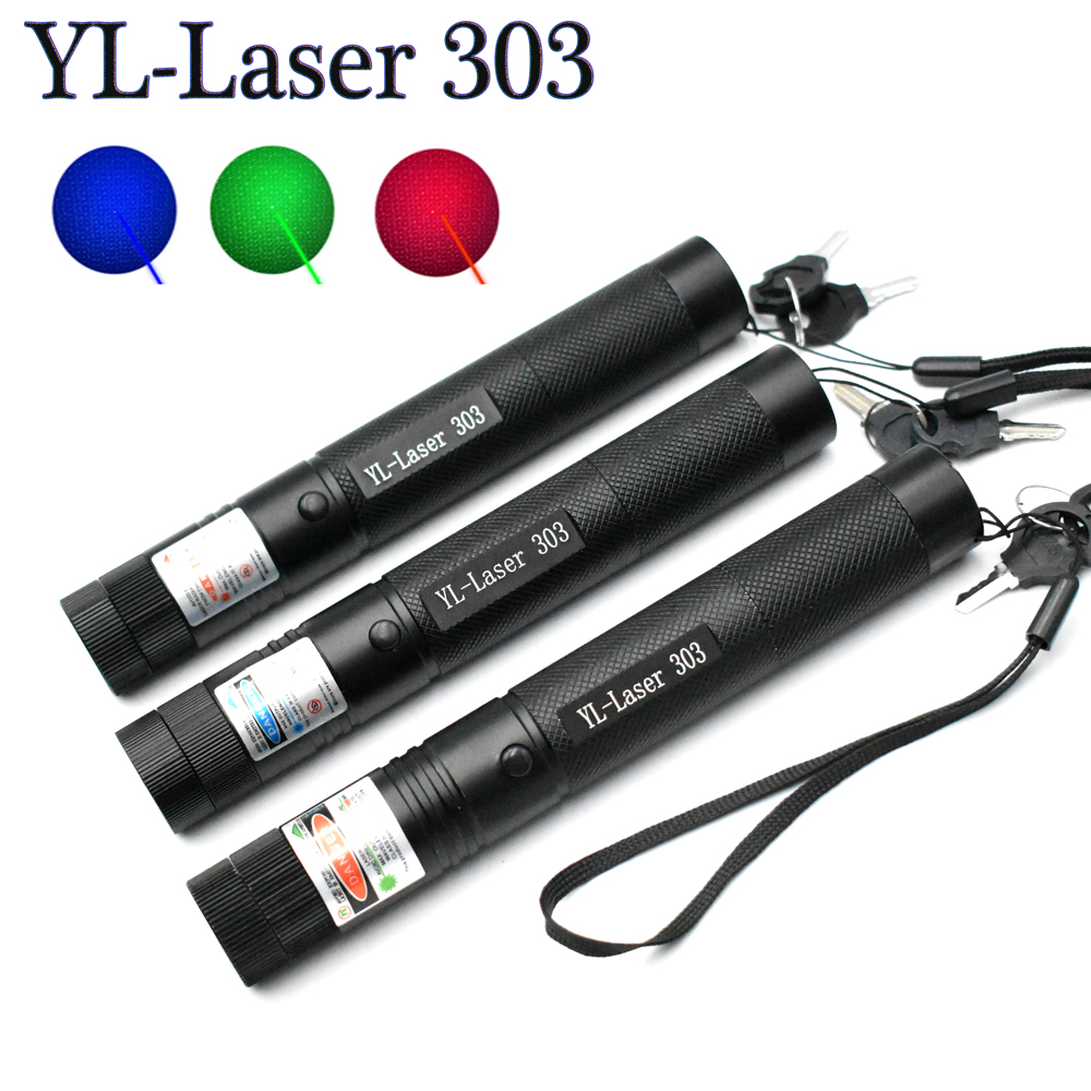 Green Laser Red Laser Blue Pointer Sight Powerful Device Adjustable Focus Lazer Laser 303, Choose Charger & 18650 Battery