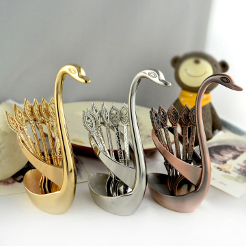 Spoon Fork Holders Zinc Alloy Swan Spoon Holder Tableware for Coffee Spoons Forks Candle Cutlery Decor without Spoon or Forks