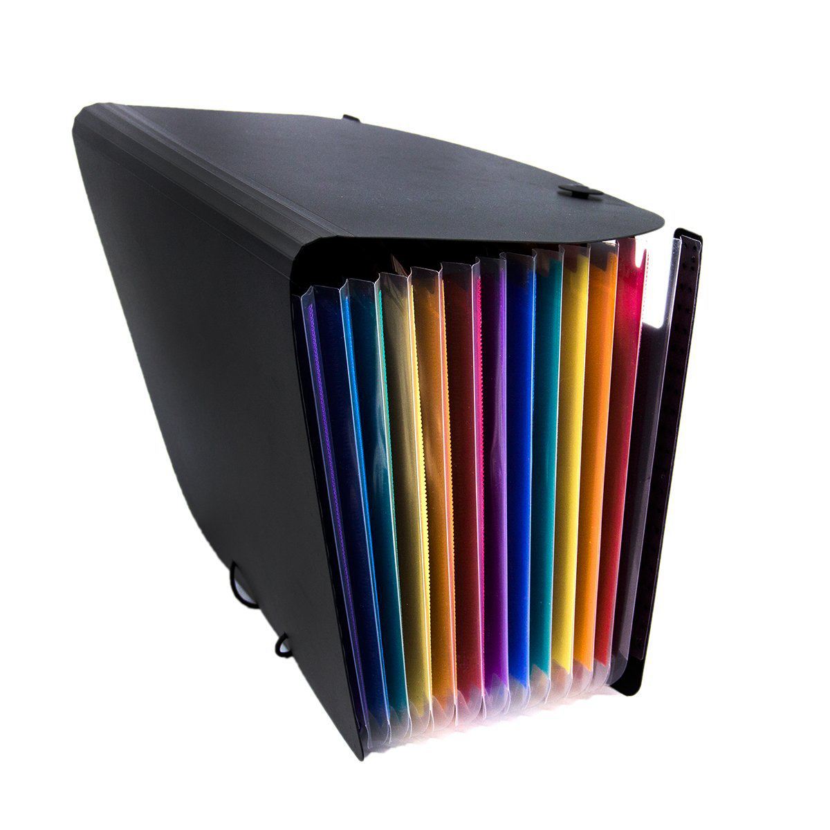 Expanding File Folder 12 Pockets, black Accordion A4 folder Document Bag Office School Supply