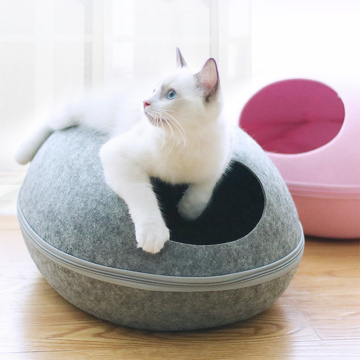 Cat House Nest With Zipper Detachable Cushion Dog Mat Egg Shape Dog Kennel Cat Bed Felt Cloth Cats Cave Sleeping Mat Pet Bed