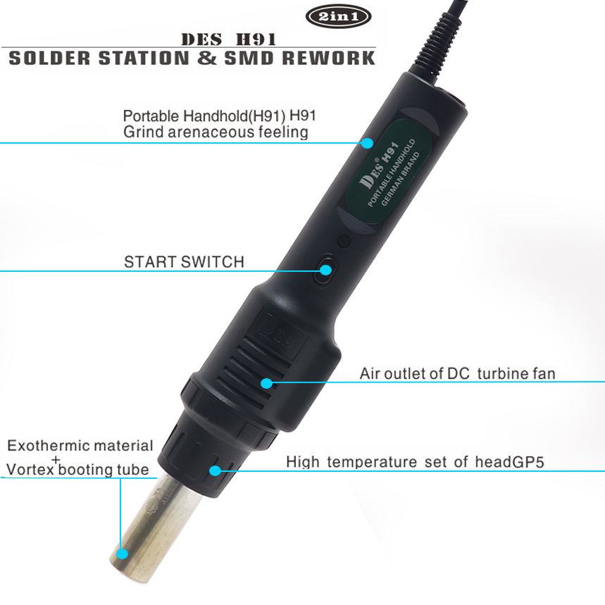 8858-i Upgraded Hot Air Station 852D Soldering Iron Desoldering Station DES H92 2 In 1 BGA Rework Solder Desoldering Tool