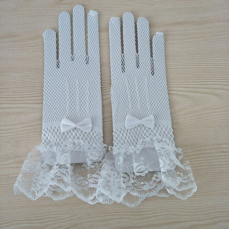 White or Black Bridal Gloves Lace Finger Short Cheap Wedding Gloves Accessories Wrist Length Wedding Finger Gloves