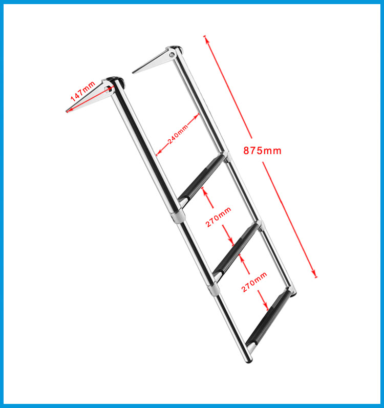 BSET MATEL 3 Steps Boat Stainless Steel 304 Telescoping Folding Ladder Deck Outboard Swim Platform Boat Marine Yacht Accessories