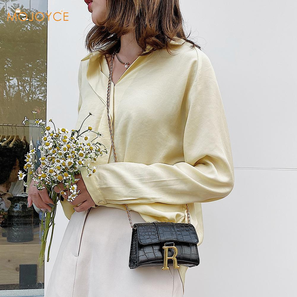Mini Chain Women Messenger Bag Ladies Solid Leather Shoulder Satchel Handbag for Outdoor Shopping Traveling Decoration