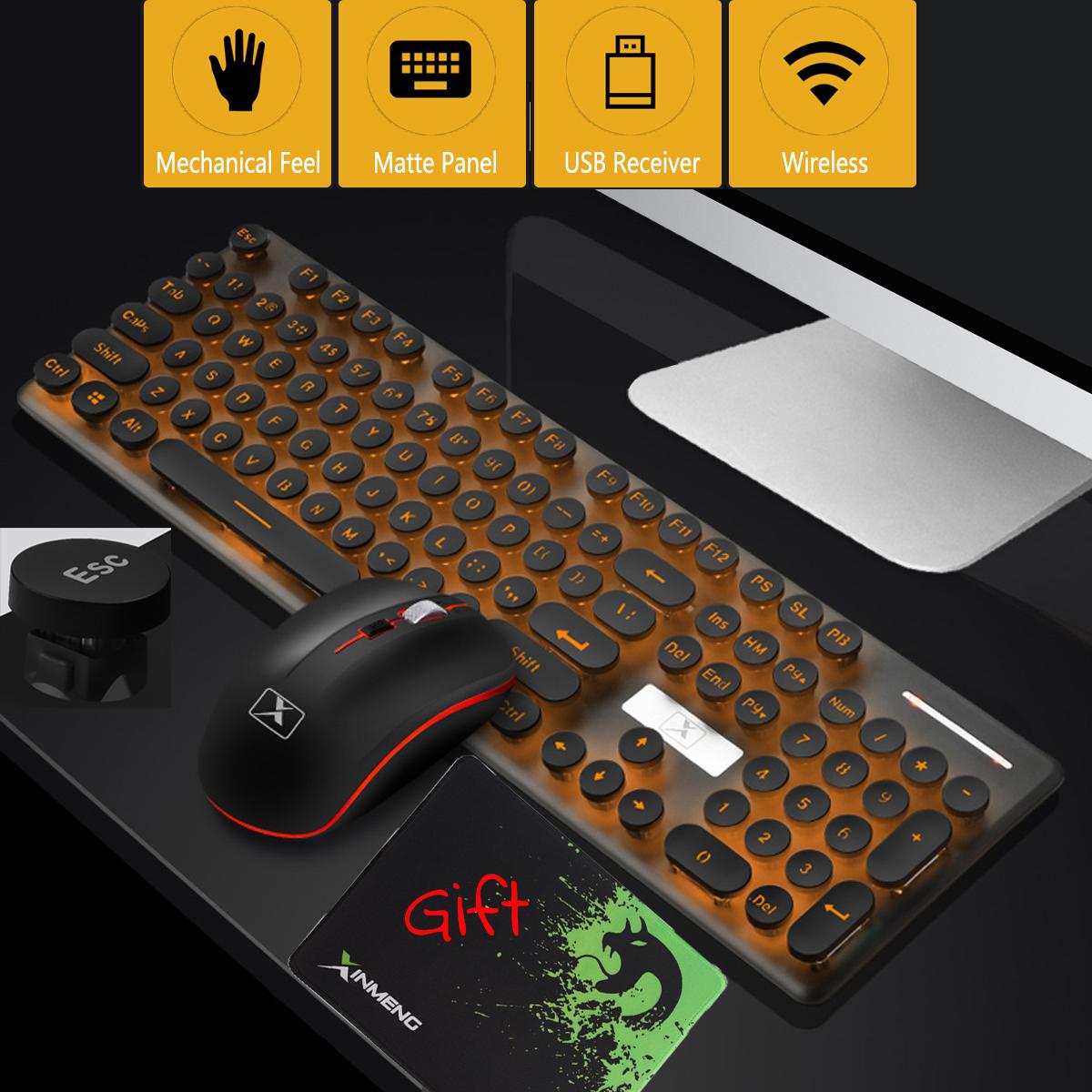 2.4G Wireless Keyboard Mouse Combos Set Mute Rechargeable LED Backlit Mechanical Feel Gaming Keyboard with Mouse Pad