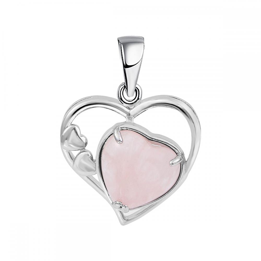 Rose Quartz Love Heart Birthstone Pendant Gemstone Necklaces for Women