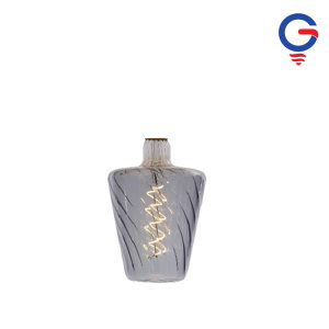 Smoke Gray Spiral Textured Glass Flask LED Bulb
