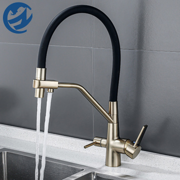 Brushed Nickel Filtered Crane Kitchen Faucet Pull Down Spray 360 Rotatble Water Filter Tap Three Ways Sink Mixer Kitchen Faucet