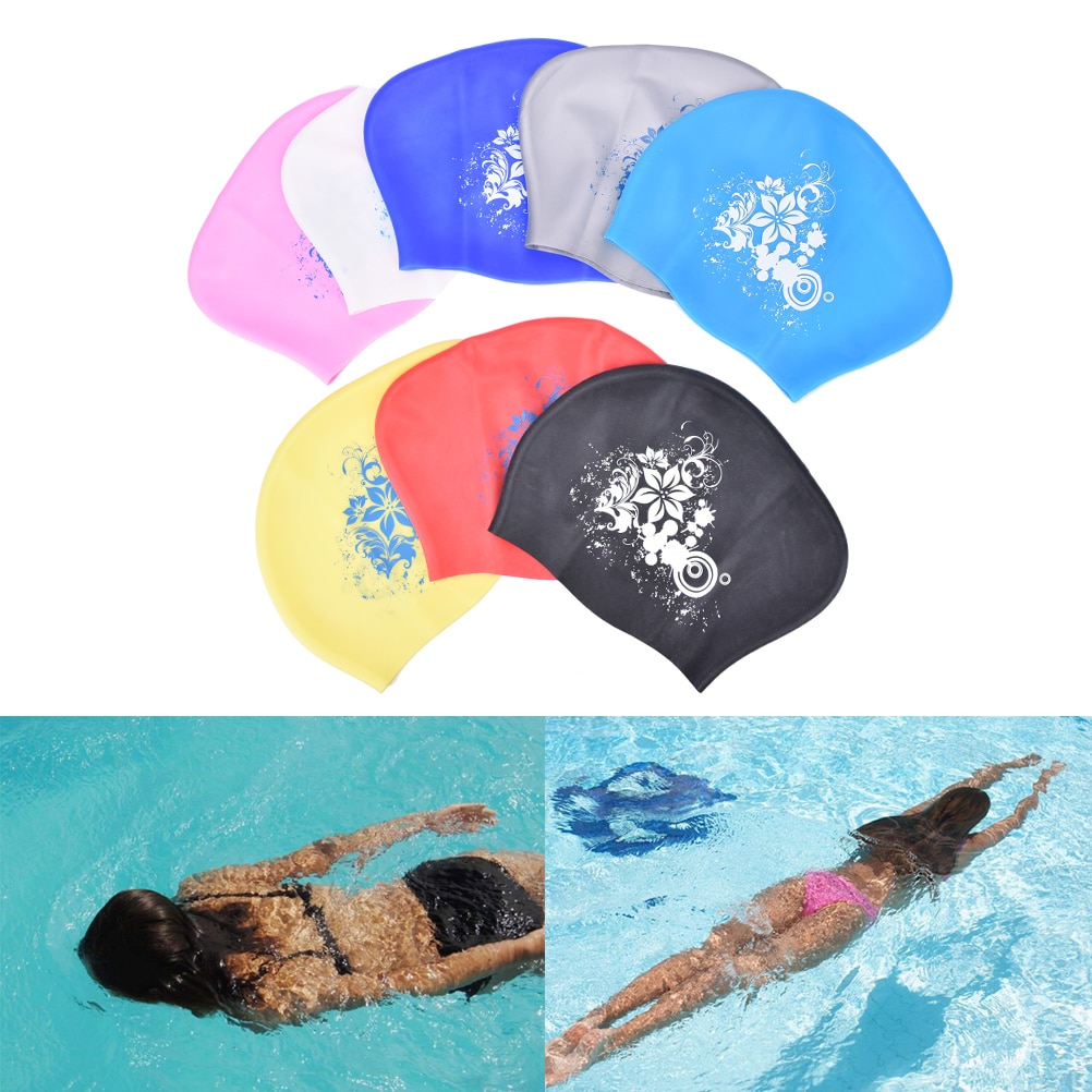 100% Latex Silicone Swimming Cap For Long Hair Women's Waterproof Swim Caps Ladies Diving Hood Hat For Kids Garras Casquette