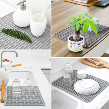 Silicone Drying Mat Heat Resistant Cushion Pad Dish Cup Dishwasher Draining Mat Pad Dinnerware Table Placemat Tableware