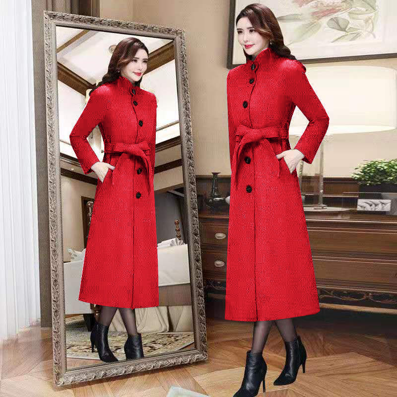 2020 Autumn Winter Coat Women Plus Size Cashmere Trench Coat Long Slim Blend lady Outerwear Korea High Quality Woolen Coat N05
