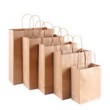 10pcs Kraft Paper Bag with Handles Solid Color Gift Packing Bags for Store Clothes Wedding Christmas Party Supplies Handbags