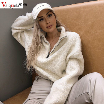 Fashion Lamb Wool Autumn Winter Coat Women Jacket Fleece Shaggy Warm Cropped Jackets Overcoat Outwear Casual Girls Streetwear