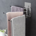Multi-bar rotating towel rack hanging holder 180° storage rack for bathroom stainless steel punch-free rotating shelf