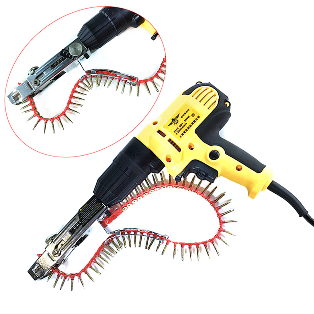 Drillpro Automatic Chain Nail Gun Adapter Screw Gun for Electric Drill Woodworking Tool Cordless Power Drill Attachment