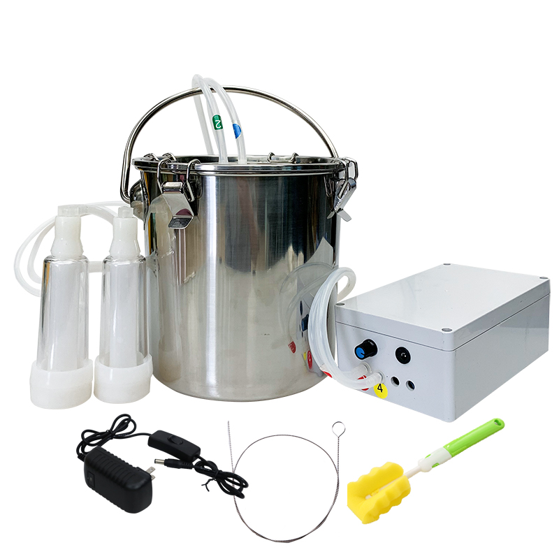 5L Upgraded Electric Milking Machine Milker For Cattle Sheep Integrated Pump Stainless Steel Bucket Farm Breeding Equipments