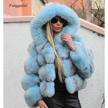 Women Fashion Luxury Faux Fur Coat Hooded Autumn Winter Warm Overcoat Woman Warm Fake Fur Solid color Coats Female Ladies