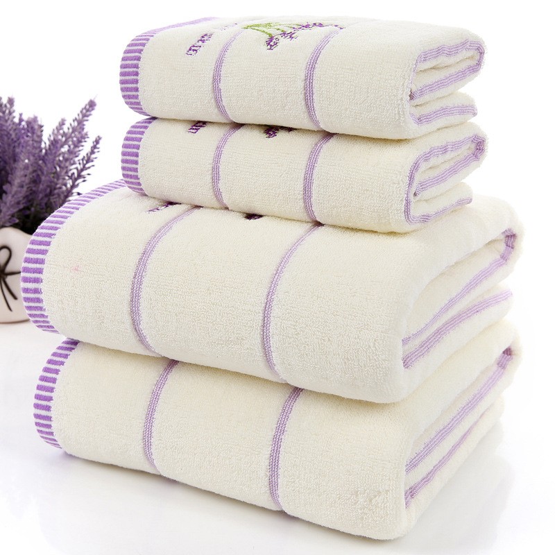 drop ship 3pcs/set Elegant Lavender Cotton Terry Towel set for Adults Face Bathroom Hand bath Towels Toallas de Mano