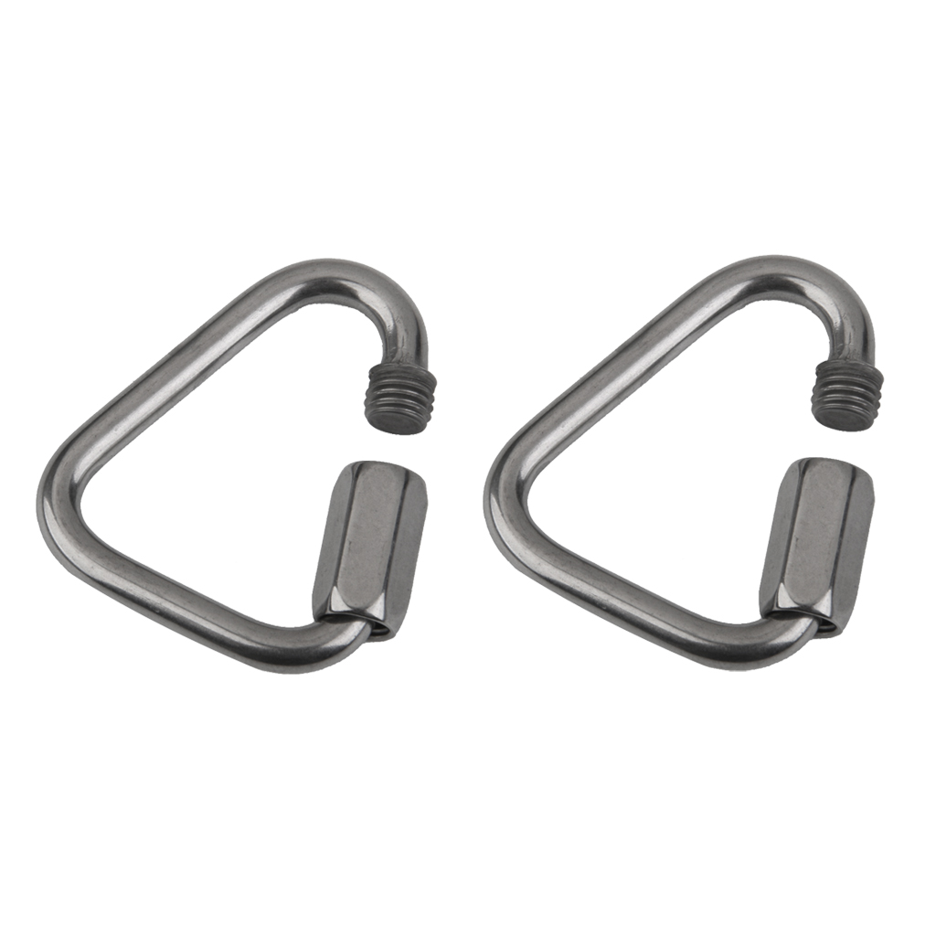 2pcs 12KN Stainless Steel Triangle Carabiner Screw Locking Hook Rock Climbing Mountaineering Climbing Accessories