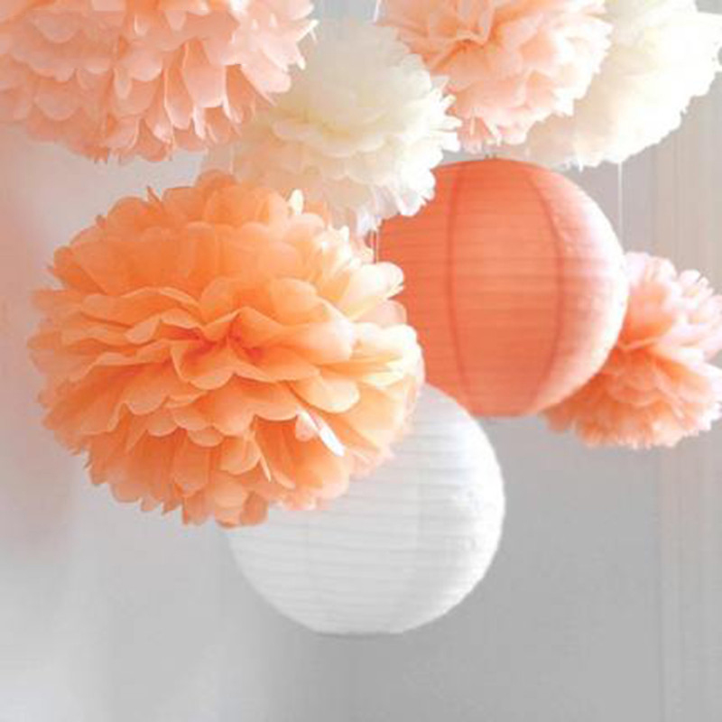 5pcs Tissue Paper Pompoms Flower For Wedding Decoration Navidad Baby Shower Birthday Party Backdrop Decoration Paper Supplies