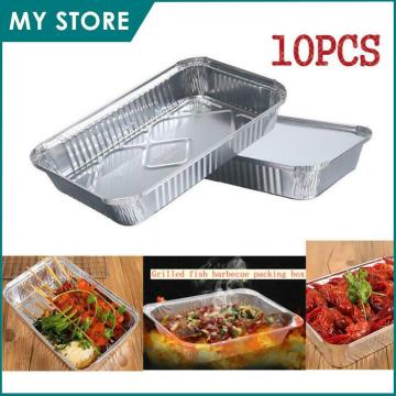 10 Pcs 2200ML Aluminum Foil Pans Trays Deep Steam Table Pans Freezer Grill Food Containers BBQ Roasting Baking Reheating