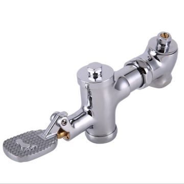 Foot-pressing type public toilet / WC flush valve, Brass squat pan stool flushing valve, Copper urinal flush valve chrome plated