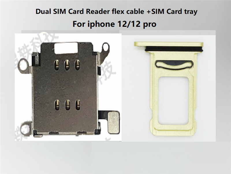 For iPhone 12/12pro Dual SIM Card Reader flex cable +SIM Card tray Holder Slot Adapter Replacement