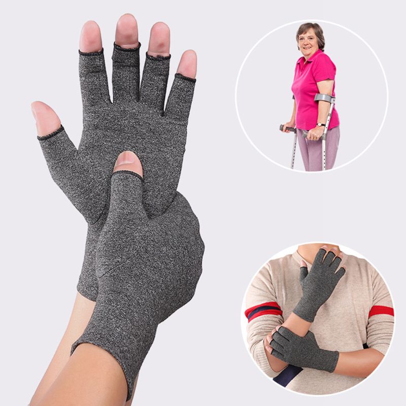 Women Men Arthritis Compression Gloves Fingerless Joint Pain Relief Rheumatoid Osteoarthritis Hand Wrist Support Therapy Mittens