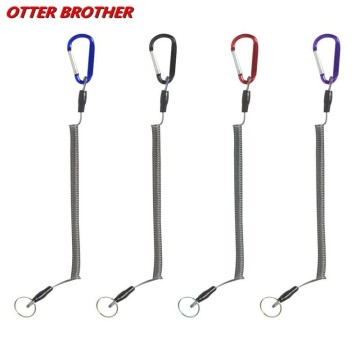 Fishing Lanyards Boating Ropes 4 Colors Camping Coiled Retention String Fishing Rope Camping Carabiner Secure Lock Tackle Tool