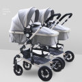 2020 Twin Baby Stroller Can Sit High Landscape luxury Double pram Detachable Boys And Grils Cart With Car Seat