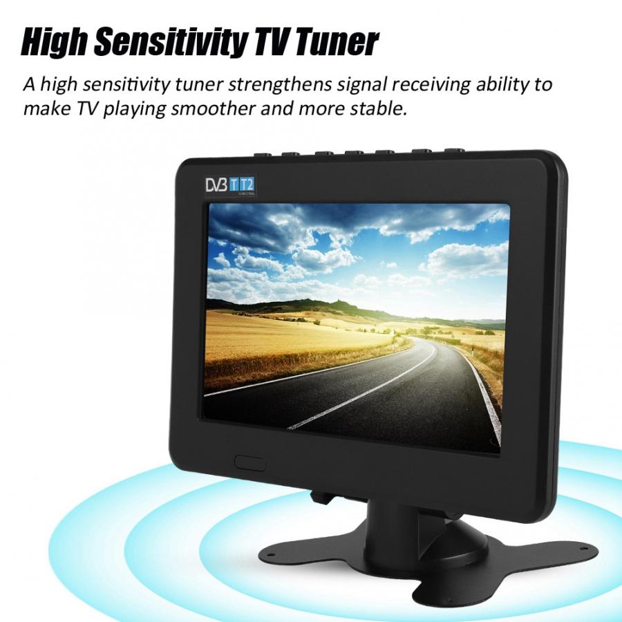 Smart Car TV 10 inch DVB-T-T2 16:9 HD 1080P Digital Analog Portable TV Color Television Player for Home Car EU Plug