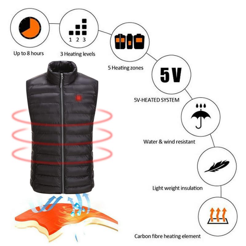 Smart Fever Heated Warm Down Jacket Washable USB Charging Heated Clothing Graphene Heating Coat Jacket