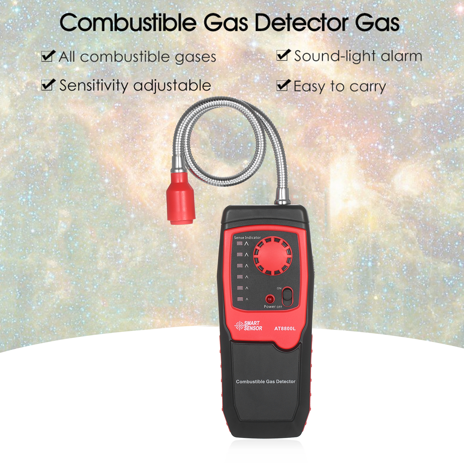 Portable Propane Methane and Natural Gas Leak Detector Combustible Gas Tester Meter Sniffer with Sensitive Sound Light Alarm